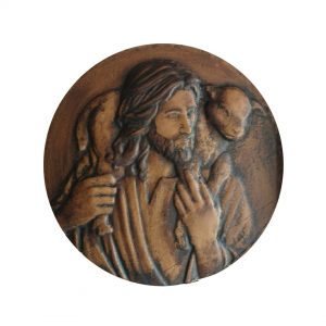 Jesús y cordero, talla en madera