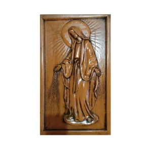 virgen de F?tima, figura tallada en madera.