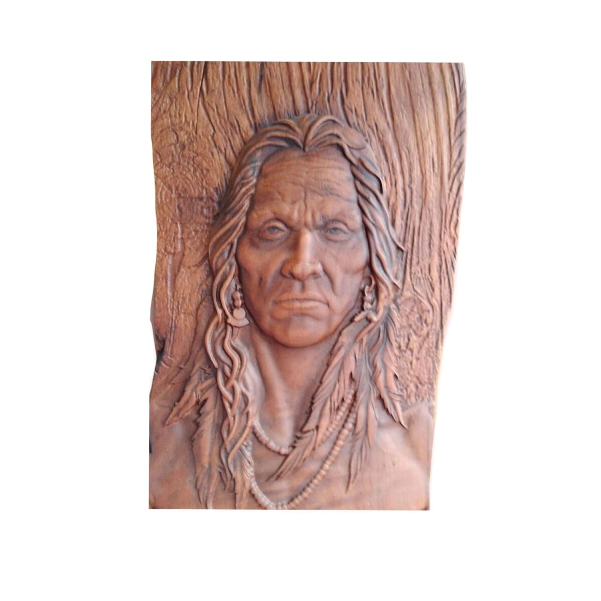 jefe indio, tallado en madera.