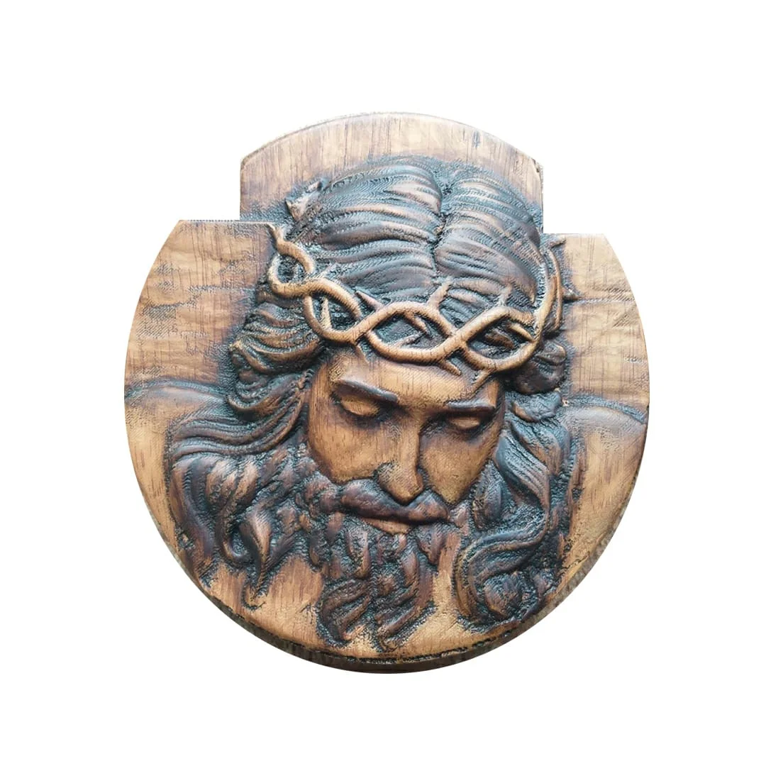 Rostro de Jesus tallado en madera.